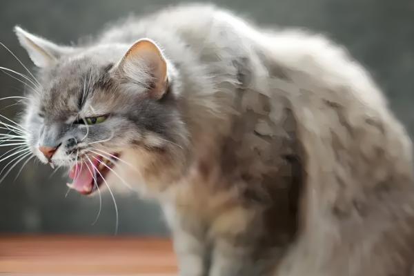 如何根据猫咪呕吐物区分病因,毛球会引起液体呕吐物