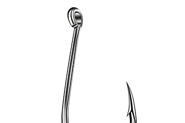 带孔鱼钩的绑线方法，按以下四个步骤进行